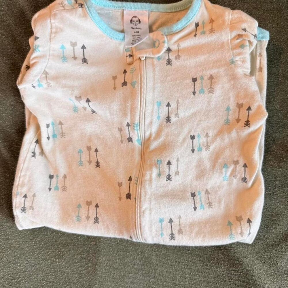Gerber White and Blue Sleepsuits-babygrows